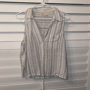 Blue and cream striped hollister tank